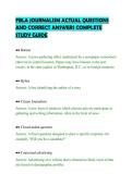 FBLA JOURNALISM ACTUAL QUESTIONS&NewLine;AND CORRECT ANSWERS COMPLETE&NewLine;STUDY GUIDE&NewLine;