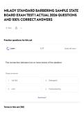 MILADY STANDARD BARBERING SAMPLE STATE BOARD EXAM TEST 1 ACTUAL 2026 QUESTIONS AND 100&percnt; CORRECT ANSWERS