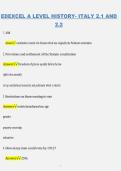 EDEXCEL A LEVEL HISTORY ITALY 2&period;1 & 2&period;2 2026&sol;2027 STUDY GUIDE &ndash; COMPLETE QUESTIONS & ANSWERS&comma; ITALIAN HISTORY REVIEW & EXAM PREPARATION