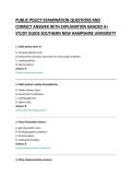 PUBLIC POLICY EXAMINATION QUESTIONS AND &NewLine;CORRECT ANSWER WITH EXPLANATION GRADED A&plus; &NewLine;STUDY GUIDE 