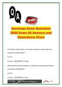 Sociology 2026 Final Exam &vert; 500&plus; Practice Questions & Verified Answers &vert; Sociological Theory&comma; Globalization&comma; Deviance&comma; Religion&comma; Family&comma; Media&comma; Politics & Social Inequality