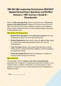 NR 446 CJE Leadership Final &lpar;Latest 2026&sol;2027 Update&rpar; Actual Exam Questions and Verified Answers &vert; 100&percnt; Correct &vert; Grade A - Chamberlain&NewLine;&NewLine;