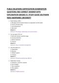PUBLIC RELATIONS CERTIFICATION EXAMINATION &NewLine;QUESTIONS AND CORRECT ANSWER WITH &NewLine;EXPLANATION GRADED A&plus; STUDY GUIDE