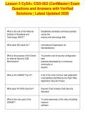 Lesson 5 CySA&plus; CSO-003 &lpar;CertMaster&rpar; Exam&NewLine;Questions and Answers with Verified&NewLine;Solutions &vert; Latest Updated 2026
