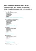 PUBLIC SPEAKING EXAMINATION QUESTIONS AND &NewLine;CORRECT ANSWER WITH EXPLANATION GRADED A&plus; &NewLine;STUDY GUIDE 