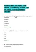 FIREFIGHTER 1C WILDLAND EXAM&NewLine;ACTUAL TEST PAPER QUESTIONS AND&NewLine;SOLUTIONS VERIFIED COMPLETE&NewLine;ANSWERS