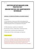 CDM Practice Test 2026-2027&colon; 250&plus; Questions with Answers & Detailed Rationales &vert; Pass the Certified Dietary Manager Exam