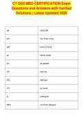 CT DSS MED CERTIFICATION Exam&NewLine;Questions and Answers with Verified&NewLine;Solutions &vert; Latest Updated 2026CT DSS MED CERTIFICATION Exam&NewLine;Questions and Answers with Verified&NewLine;Solutions &vert; Latest Updated 2026
