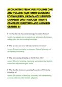 ACCOUNTING PRINCIPLES VOLUME ONE &NewLine;AND VOLUME TWO NINTH CANADIAN &NewLine;EDITION JERRY J WEYGANDT VERIFIED &NewLine;CHAPTERS ONE THROUGH TWENTY &NewLine;COMPLETE QUESTIONS AND ANSWERS &NewLine;GRADED A&plus; 