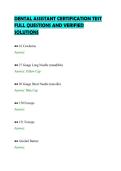 DENTAL ASSISTANT CERTIFICATION TEST&NewLine;FULL QUESTIONS AND VERIFIED&NewLine;SOLUTIONS