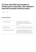 CLC Exam Latest 2026 Actual Questions & Verified Answers &lpar;Latest 2026 &sol; 2027 Updated&rpar; A&plus; Grade 100&percnt; Guarantee Verified by Experts&period;
