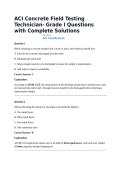 ACI Concrete Field Testing Technician- Grade I Questions with Complete Solutions