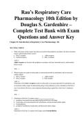 2025&sol; 2026 Rau&rsquo;s Respiratory Care Pharmacology 10th Edition by Gardenhire Test Bank 100&percnt; Verified with Correct Questions and Answers