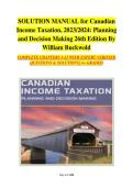 Test Bank For Solution Manual &ndash; Canadian Income Taxation&colon; Planning And Decision Making&comma; 26th Edition By William Buckwold&vert; All Chapters 1&ndash;23 &vert; Questions & 100&percnt; Expert-Verified Answers And Rationales &vert; Graded A&plus;