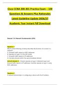 Cisco CCNA 200-301 Practice Exam &ndash; 100 &NewLine;Questions & Answers Plus Rationales  &NewLine;Latest Guideline Update 2026&sol;27 &NewLine;Academic Year Instant Pdf Download