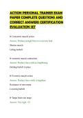 ACTION PERSONAL TRAINER EXAM &NewLine;PAPER COMPLETE QUESTIONS AND &NewLine;CORRECT ANSWERS CERTIFICATION &NewLine;EVALUATION SET 