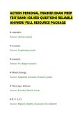 ACTION PERSONAL TRAINER EXAM PREP &NewLine;TEST BANK SOLVED QUESTIONS RELIABLE &NewLine;ANSWERS FULL RESOURCE PACKAGE