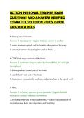 ACTION PERSONAL TRAINER EXAM &NewLine;QUESTIONS AND ANSWERS VERIFIED &NewLine;COMPLETE SOLUTION STUDY GUIDE &NewLine;GRADED A PLUS