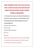 HEENT ASSESSMENT EXAM 2026 - COMPLETE TEST BANK WITH 250 REAL EXAM QUESTIONS & VERIFIED ANSWERS&NewLine;