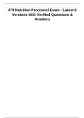 ATI Nutrition Proctored Exam - Latest 6 &NewLine;Versions ẅith Verified Questions & &NewLine;Ansẅers