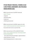 FITOUR PRIMARY PERSONAL TRAINING EXAM&NewLine;CORE FITNESS ASSESSMENT AND PROGRAM&NewLine;DESIGN REVIEW 2026