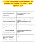 CTS Final Study Guide Exam Questions and&NewLine;Answers with Verified Solutions &vert; Latest&NewLine;Updated 2026