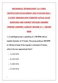 MECHANICAL TECHNOLOGIST I EXAM 2026 - COMPLETE TEST BANK WITH 200 REAL EXAM QUESTIONS & VERIFIED ANSWERS&NewLine;