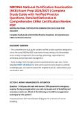 NBCRNA National Certification Examination &lpar;NCE&rpar; Exam Prep 2026&sol;2027 &vert; Complete Study Guide with Verified Practice Questions&comma; Detailed Rationales & Comprehensive CRNA Certification Review PDF