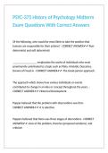 PSYC-375 History of Psychology Midterm Exam Questions With Correct Answers