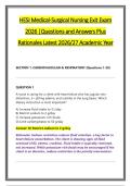 HESI Medical-Surgical Nursing Exit Exam &NewLine;2026 &vert;Questions and Answers Plus &NewLine;Rationales Latest 2026&sol;27 Academic Year 