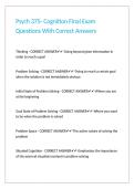 Psych 375- Cognition Final Exam Questions With Correct Answers 