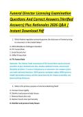 Funeral Director Licensing Examination &NewLine;Questions And Correct Answers &lpar;Verified &NewLine;Answers&rpar; Plus Rationales 2026 Q&A &vert; &NewLine;Instant Download Pdf