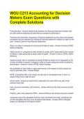 WGU C213 Accounting for Decision Makers Exam Questions with Complete Solutions 