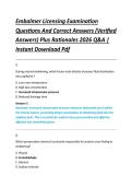 Embalmer Licensing Examination &NewLine;Questions And Correct Answers &lpar;Verified &NewLine;Answers&rpar; Plus Rationales 2026 Q&A &vert; &NewLine;Instant Download Pdf