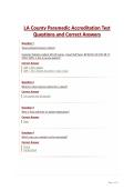 LA County Paramedic Accreditation Test Questions and Correct Answers