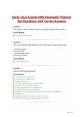 Santa Clara County EMS Paramedic Protocol Test Questions with Correct Answers