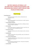 SOUTH CAROLINA FUNERAL LAW &NewLine;EXAMINATION COMPLETE QUESTIONS AND &NewLine;DETAILED SOLUTIONS LATEST UPDATE THIS &NewLine;YEAR JUST RELEASED 