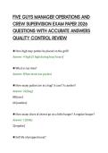 FIVE GUYS MANAGER OPERATIONS AND&NewLine;CREW SUPERVISION EXAM PAPER 2026&NewLine;QUESTIONS WITH ACCURATE ANSWERS&NewLine;QUALITY CONTROL REVIEW