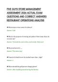 FIVE GUYS STORE MANAGEMENT&NewLine;ASSESSMENT 2026 ACTUAL EXAM&NewLine;QUESTIONS AND CORRECT ANSWERS&NewLine;RESTAURANT OPERATIONS ANALYSIS