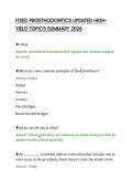 FIXED PROSTHODONTICS UPDATED HIGHYIELD TOPICS SUMMARY 2026
