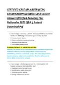 CERTIFIED CASE MANAGER &lpar;CCM&rpar; &NewLine;EXAMINATION Questions And Correct &NewLine;Answers &lpar;Verified Answers&rpar; Plus &NewLine;Rationales 2026 Q&A &vert; Instant &NewLine;Download Pdf 