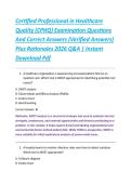 Certified Professional in Healthcare &NewLine;Quality &lpar;CPHQ&rpar; Examination Questions &NewLine;And Correct Answers &lpar;Verified Answers&rpar; &NewLine;Plus Rationales 2026 Q&A &vert; Instant &NewLine;Download Pdf 
