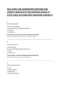 REAL ESTATE LAW EXAMINATION QUESTIONS AND &NewLine;CORRECT ANSWER WITH EXPLANATIONS GRADED A&plus; &NewLine;STUDY GUIDE
