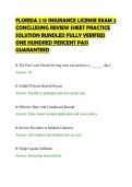 FLORIDA 2 15 INSURANCE LICENSE EXAM 2&NewLine;CONCLUDING REVIEW SHEET PRACTICE&NewLine;SOLUTION BUNDLED FULLY VERIFIED&NewLine;ONE HUNDRED PERCENT PASS&NewLine;GUARANTEED