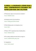 FLORIDA 2 15 INSURANCE LICENSE EXAM 2&NewLine;FINAL COMPREHENSIVE ASSESSMENT TEST&NewLine;PAPER QUESTIONS AND SOLUTIONS