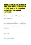 FLORIDA 2 15 INSURANCE LICENSE EXAM&NewLine;CONCLUDING REVIEW SHEET PRACTICE&NewLine;SOLUTION BUNDLED FULLY VERIFIED&NewLine;ONE HUNDRED PERCENT PASS&NewLine;GUARANTEED