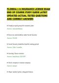 FLORIDA 2 15 INSURANCE LICENSE EXAM&NewLine;END OF COURSE STUDY GUIDE LATEST&NewLine;UPDATED ACTUAL TESTED QUESTIONS&NewLine;AND CORRECT ANSWERS&NewLine;
