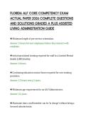 FLORIDA ALF CORE COMPETENCY EXAM&NewLine;ACTUAL PAPER 2026 COMPLETE QUESTIONS&NewLine;AND SOLUTIONS GRADED A PLUS ASSISTED&NewLine;LIVING ADMINISTRATION GUIDE