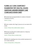 FLORIDA ALF CORE COMPETENCY&NewLine;EXAMINATION TEST 2026 FULL SOLVED&NewLine;QUESTIONS ANSWERS RESIDENT CARE&NewLine;COMPLIANCE REVIEW SHEET
