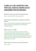 FLORIDA ALF CORE COMPETENCY FINAL&NewLine;PAPER 2026 COMPLETE ANSWERS FACILITY&NewLine;MANAGEMENT PRACTICE RESOURCE
